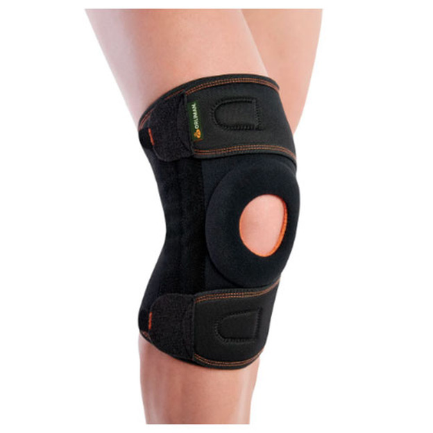 Окутывающий коленный бандаж с пружинными ребрами жесткости. Бежевый, 6119