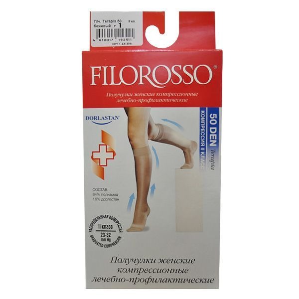 Filorosso Гольфы (Получулки) жен. компр. леч.-проф. Терапия 50 den 2 кл. , №1, (36-40) черный