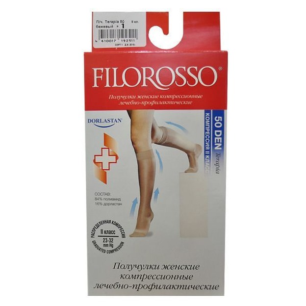 Filorosso Гольфы (Получулки) жен. компр. леч.-проф. Терапия 50 den 2 кл. , №1, (36-40) черный