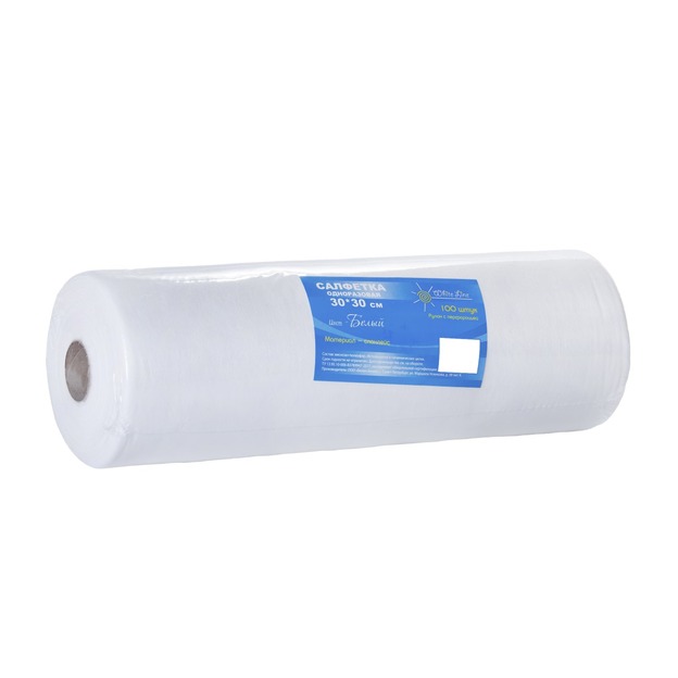 Салфетка Спанлейс 30*30см White Line №100 белая (рул.)